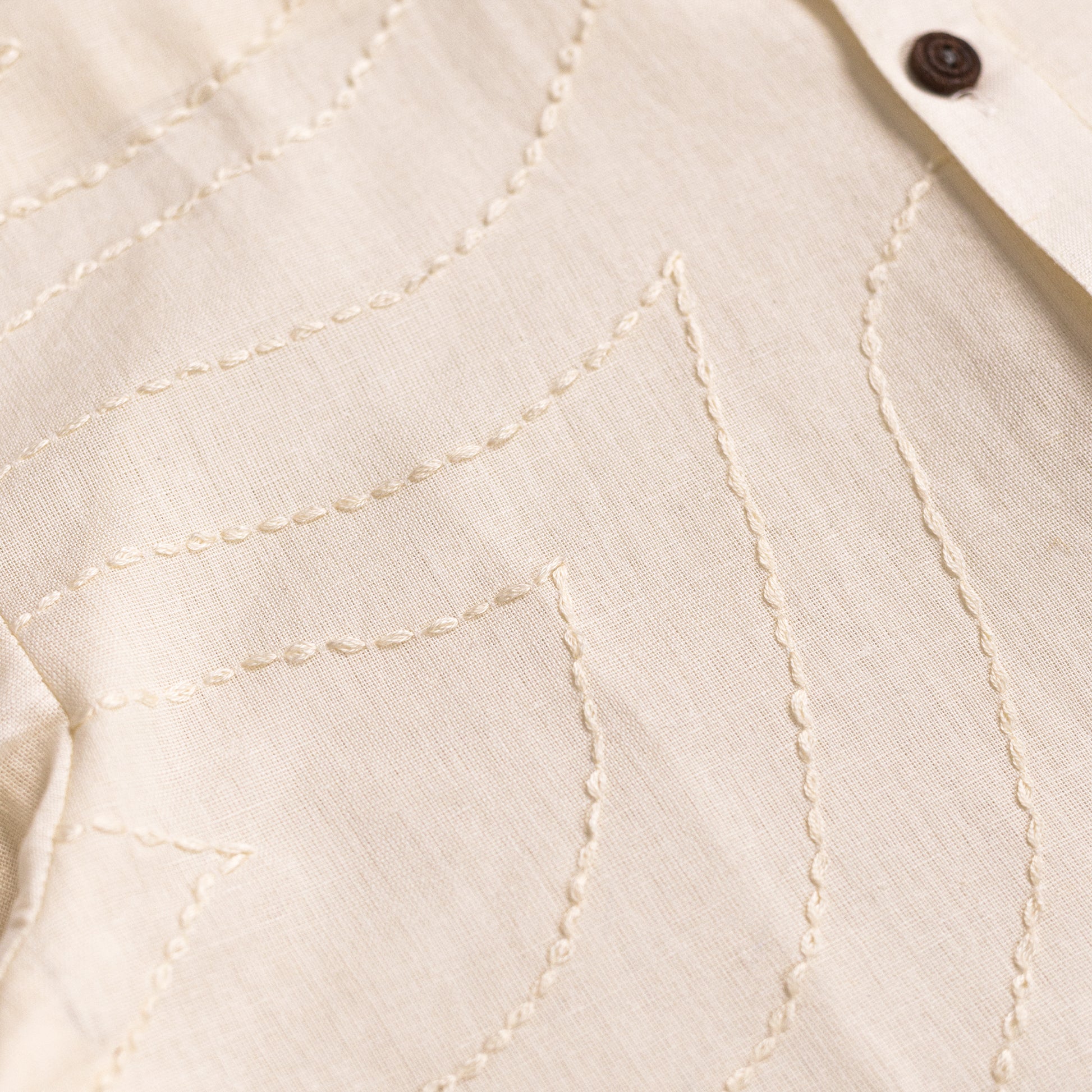 Noor white Kantha-stitched cotton shirt – women’s relaxed fit